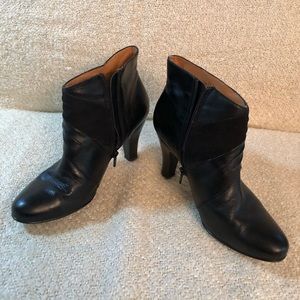 Sofft Comfort Ruched Suede & Leather Ankle Zip Bootie with 3.25” Heels 9M